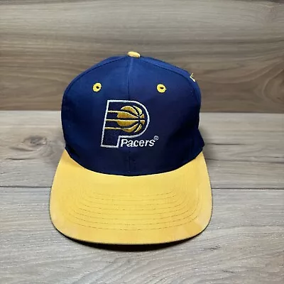 Vintage Indiana Pacers Logo 7 Hat Cap Adult One Size Blue Snapback NBA • $11.99