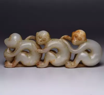 Chinese Antique Ming Dynasty Hetian Ancient Jade Carved Monkey Statue Decoration • $559