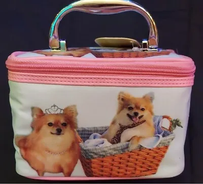 Modella Pink Blue Make Up Case Puppy DOG Storage Travel Cosmetic Zipper Bag  • $39