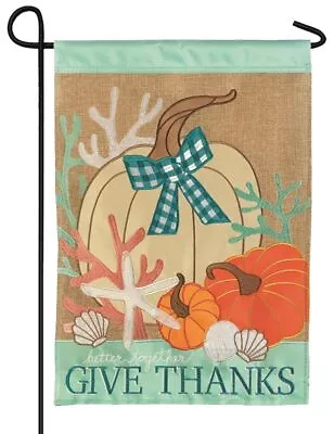 Burlap Give Thanks Double Applique Garden Flag • $23.34