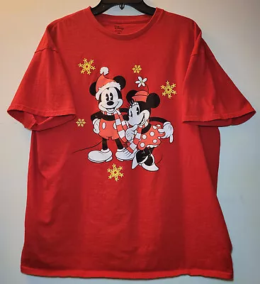 Mickey & Minnie Mouse Disney Shirt Mens XL Red Christmas Holidays Winter • $11.99