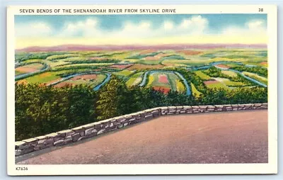 Postcard Seven Bends Of The Shenandoah River From Skyline Drive Linen F196 • $3.29