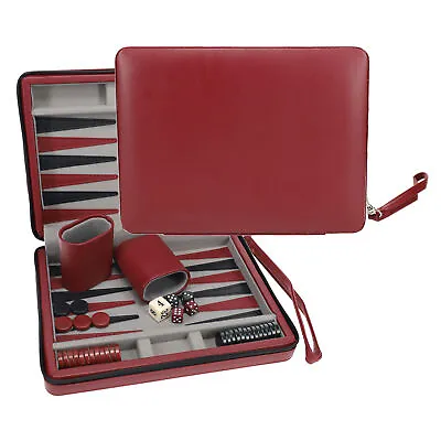 WE Games Magnetic Backgammon Set Leatherette Case Carrying Strap - Travel Size • $47.99