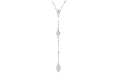 1/9 Ct Round Real Diamond Long Lariat Y Drop Pendant Necklace Sterling Silver • $138.38