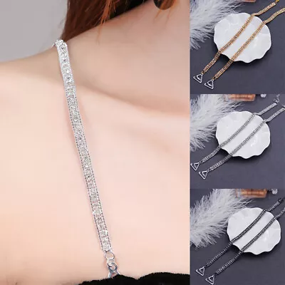 £5.59 • Buy 1Pair Adjustable Detachable Bra Straps Rhinestone Diamante Pearl Metal Invisible