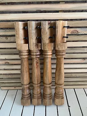 Set Of 4 Solid Hardwood Turned Oak Style Refectory Dining Kitchen Table Legs • £45