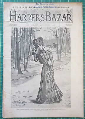 Original Vintage Dec. 04 1897 Harper’s Bazar Fashion Magazine • $11.48