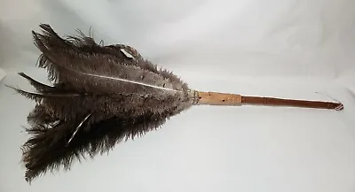 Vintage Fine OSTRICH FEATHER DUSTER Wood Handle 28  Beautiful Handmade  • $39