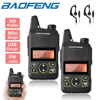 $53.19 • Buy 2 Pcs Mini Baofeng Walkie Talkies Long Range UHF Two Way Ham Radio + Earpiece AU