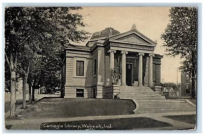 Wabash Indiana IN Postcard Carnegie Library Building C1910's Unposted Antique • $29.95