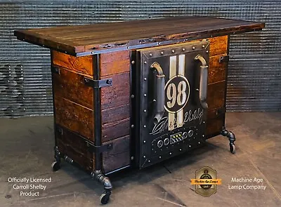 Steampunk Industrial Machine Age Lamp Table Fridge Bar Barnwood Carroll Shelby • $10300