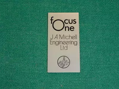 Unused Badge Name Plate For 1970's Michell Engineering Focus One Turntable  • $29.95