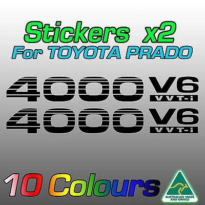 4000 V6 VVTi Stickers For Toyota Prado X2 *Premium Quality Decals* By AustImages • $8.45