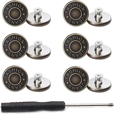 17mm No Sewing Jeans Buttons Replacement Kit With Metal Base 12 Sets Removable • $7.99
