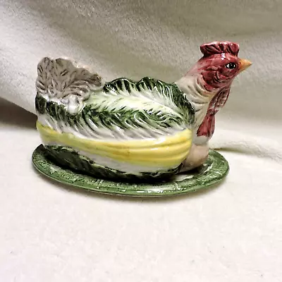 Vintage Ceramic Chicken On Nest Butter Dish 1993 • $29.99