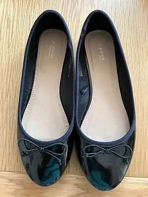 £5 • Buy Ladies Matalan Black Patent Look Ballerina Shoes Size 5