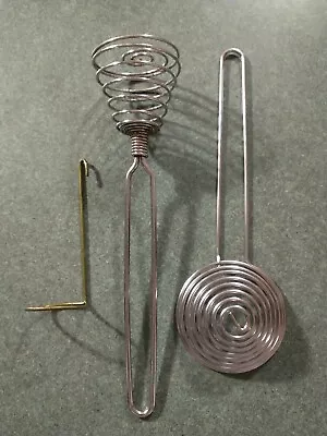 Vintage 3 Coiled Wire Metal Egg Separator Whisk Egg Dipper Egg Holder • $12