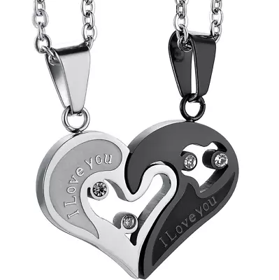 Couple Necklace For Women Men Love Heart Pendant Matching Necklaces Jewelry • $6.99