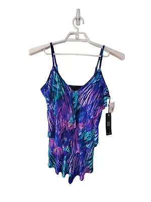 Magicsuit Nwt Tankini Swimsuit Top Womens Size 16 Peacock Ruffled Feathers Rita • $69.97