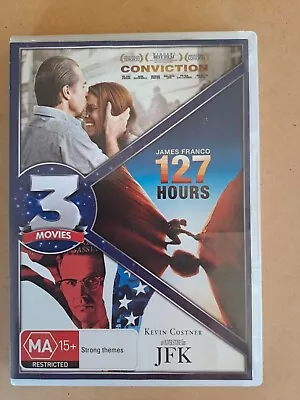 Conviction / 127 Hours / JFK DVD (3-Movie Collection) Region 4. VGC. • $13.69