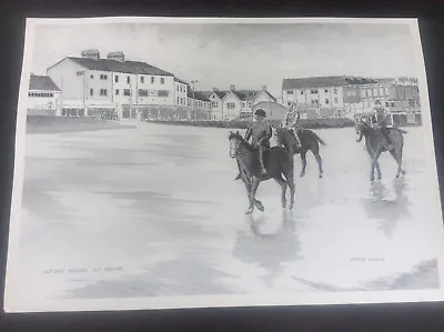 Signed Andrew Gilmour Print Of Pencil Drawing 21x15cms Autumn Horse Redcar Beach • £8.99