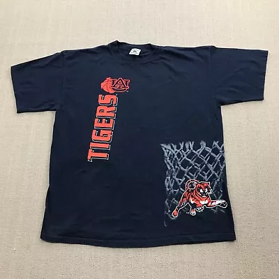 VINTAGE Auburn University Tigers Shirt Men XL Blue Single Stitch Basketball 90s • $30