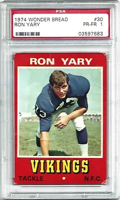 RON YARY Minnesota Vikings Hall Of Famer 1974 Topps Wonder Bread #30 PSA 1 • $10