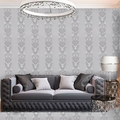 9.5M Elegant Rustic Floral Damask Wallpaper Deep Embossed Texture Non-woven Roll • £10.95