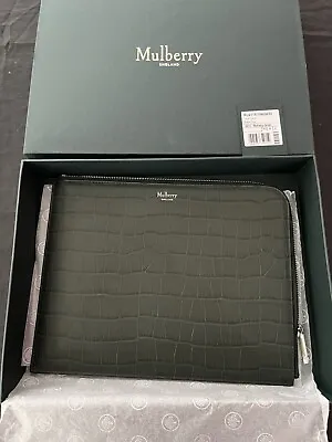 Brand New  Mulberry Croc Green  Zipped Clutch Tech Travel Pouch Bag • £130