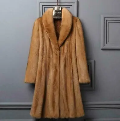 Mink Fur Long Thick Winter Ladies Coat Lapel Jacket Warm Parka Size M-4XL • $65.54