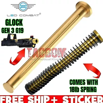 L2D COMBAT FLUTED GOLD TIN GUIDE ROD Assembly V2 For GL0CK 19 Gen 3 -18LB Spring • $45