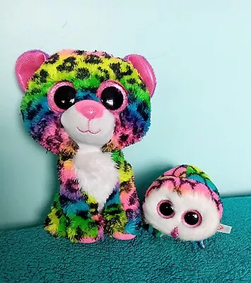 Vintage Ty Beanie Boo Dotty The Leopard & Hootie Teeny Tiny Owl Toys • £5
