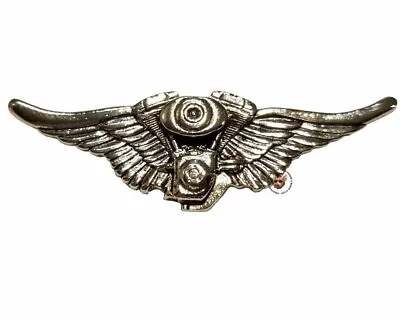 $6.69 • Buy V-Twin Motorcycle Motor With Wings Vest Pin  Made In USA Biker Jacket Pin