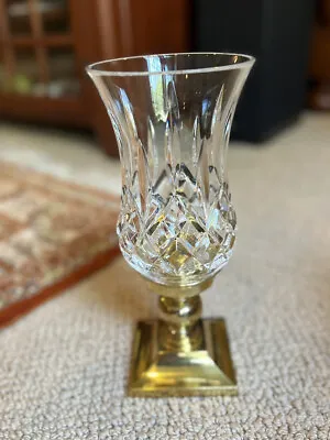Waterford Crystal 11  Lismore Hurricane Candle Lamp W/ Brass Stand 11796976 • $79.99