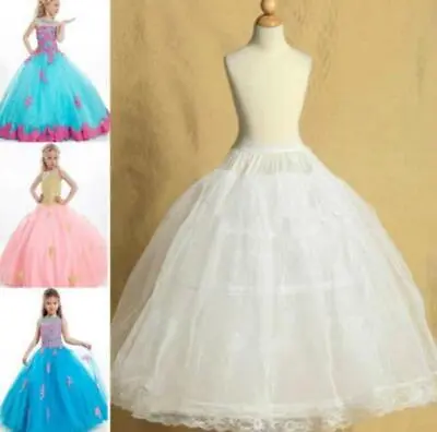 2 Hoop Pettiskirt For Wedding Flower Girl Petticoat Underskirt  Child 2-14 Years • £13.20