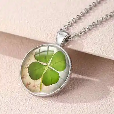 Lucky Crystal Four Leaf Clover Pendant Necklace Irish Shamrock Chain • $7.02