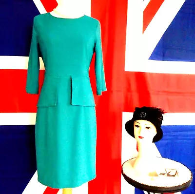 Vintage Retro 1940`s  Iconic Wartime Style  Peplum Body Con Dress Size 12 - 14 • £7.99