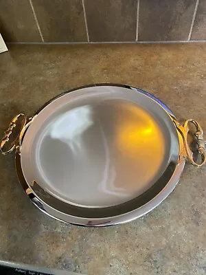 VTG New In Box.KROMEX 13  Round Chrome Serving Tray/Platter W/Decorative Handles • $17