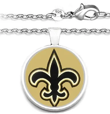 $21.95 • Buy New Orleans Saints Mens Womens 925 Silver Link Chain Necklace With Pendant A1