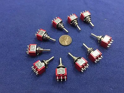 10 Pieces Momentary Mini Toggle Switch (ON)-OFF-(ON) 6 Pin 12vdc Dpdt 1/4 A5  • $18.19