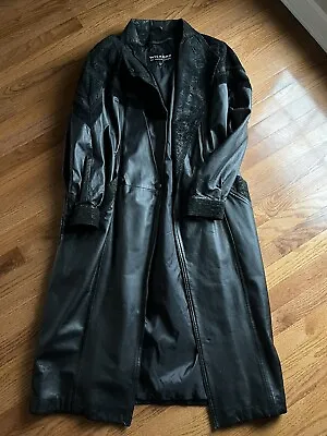 Vintage Wilsons Leather Co. Black Leather Trench Coat Women’s • $129