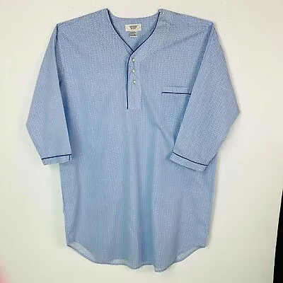 Mens XL Nightshirt Sleepshirt Cotton Blend Blue Checks Snaps Fathers Day Gift • $15.30