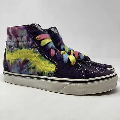 Vans U SK8-HI Tye Dye Shoes High Top Womens 7 Skateboard Neon Yellow Purple • $9.99