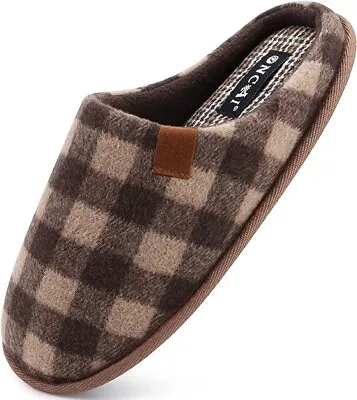 ONCAI Mens Cozy Memory Foam Slippers House Shoes Indoor/Outdoor - Brown Plaid • $11.24