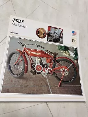 Indian 260 Model O 1917 Card Motorbike Of Collection Atlas USA • $10.48