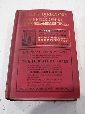 Kelly's  Directory Of Herefordshire Shropshire And Monmouthshire 1937 • £80