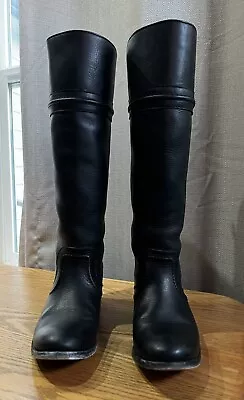 Frye Melissa Trapunto Tall Black Leather Boots Women's Size 7M • $55