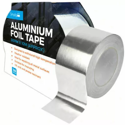 ALUMINIUM FOIL TAPE Self Adhesive Silver Repair All Metal Surfaces 50MM X 10M UK • £7.07