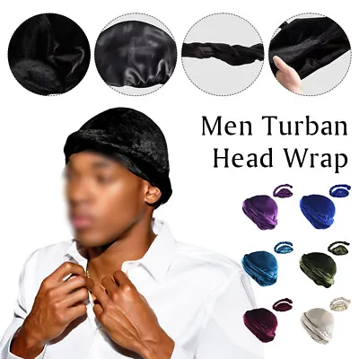 Men Halo Turban Satin Silk Lined Elastic Men Turban Head Wrap Headband Caps • $10.75